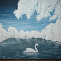 Gulbė žiemą, akrilas 50x60 cm
